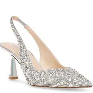 Betsy Johnson Slingback Silver Bedazzled pumps